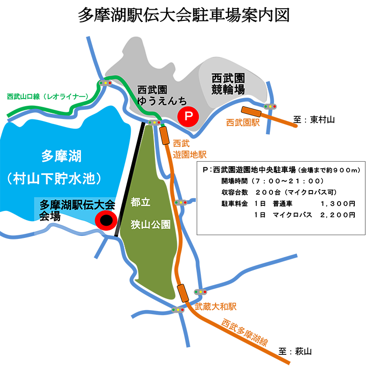 多摩湖駅伝大会駐車場案内図